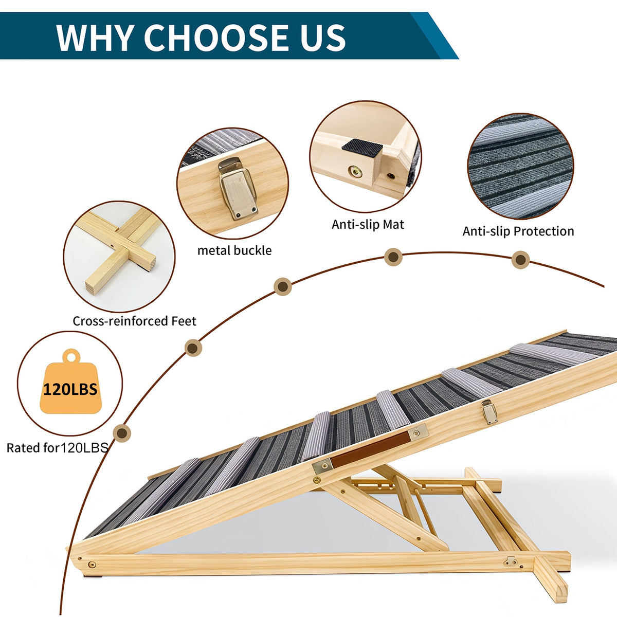 Non-slip Dog Ramp with Adjustable Heights