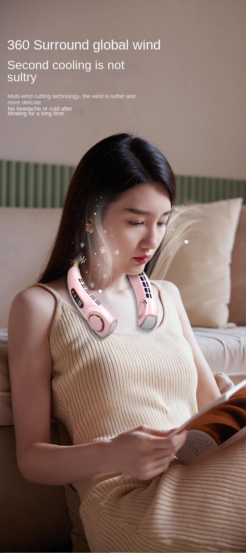 Rechargeable Bladeless Neck Fan with 3 Wind Speeds