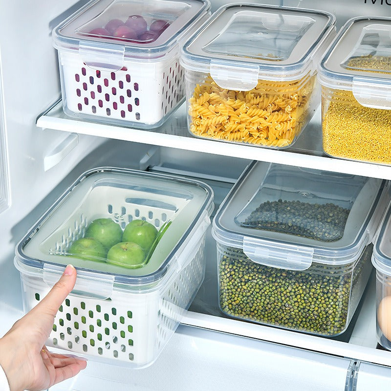 Sealed Food Preservation Box with Drainage Bin