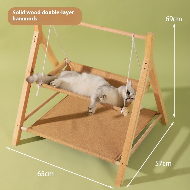 Wooden Double-layer Cat Hammock