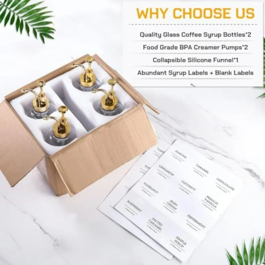 4 pk Syrup Dispensers with Labels