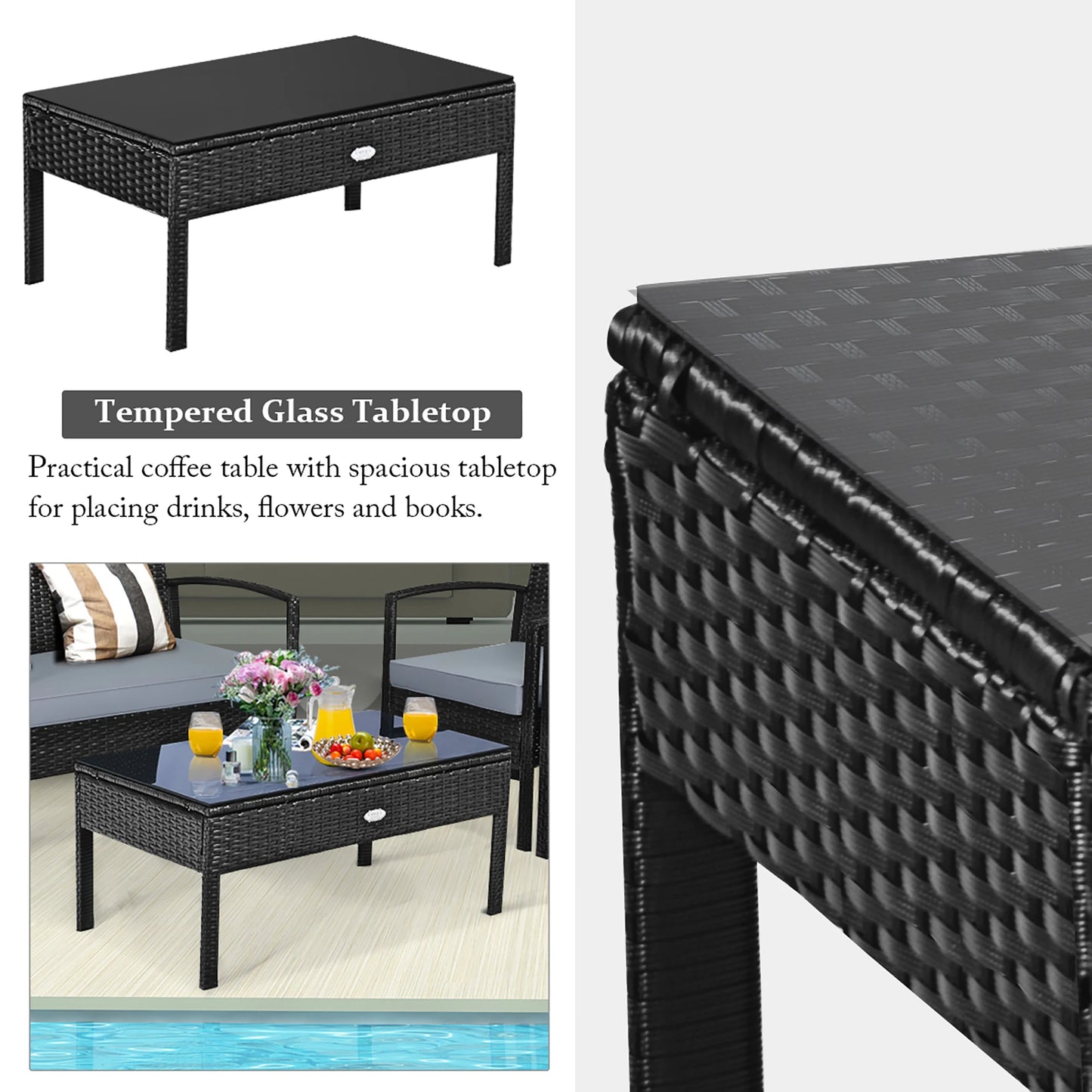4pcs Outdoor Wicker Set