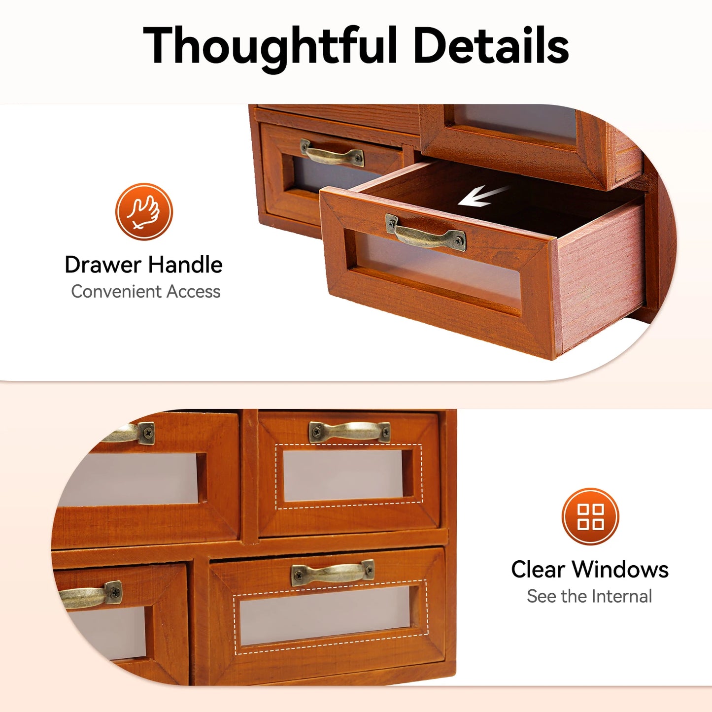 16-Drawer Walnut Desktop Storage Organizer