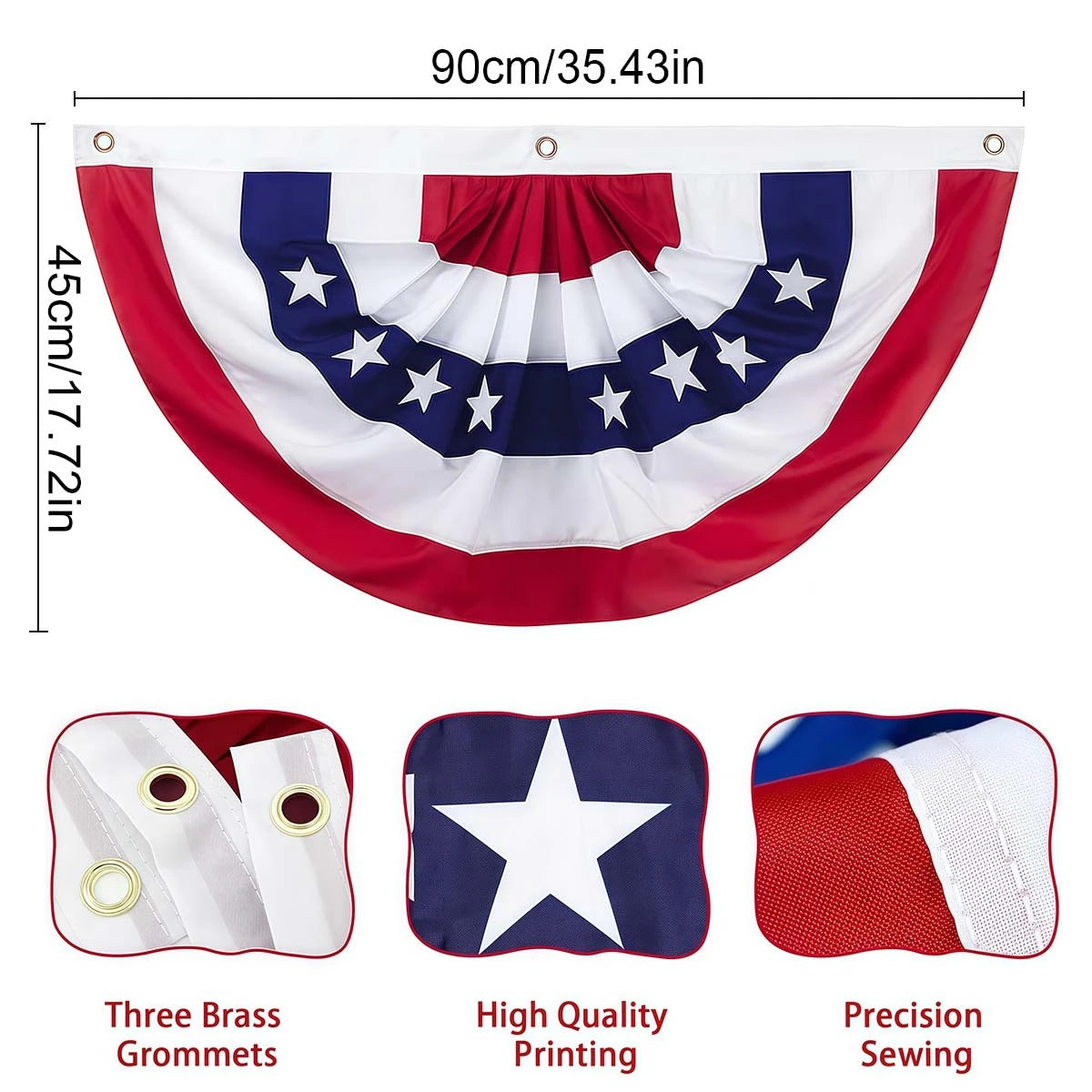 2pcs USA Pleated Half Fan Bunting Flags