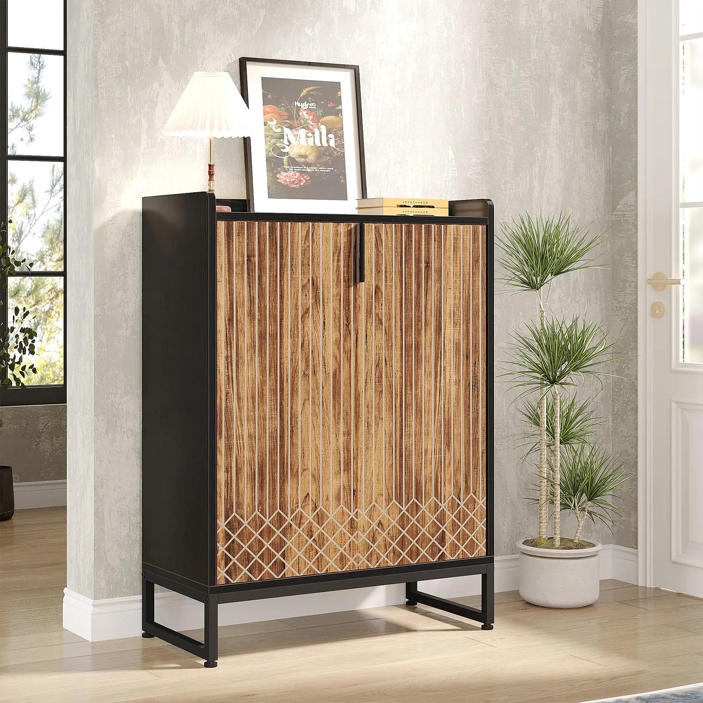 5-Tier Shoe Cabinet with Doors