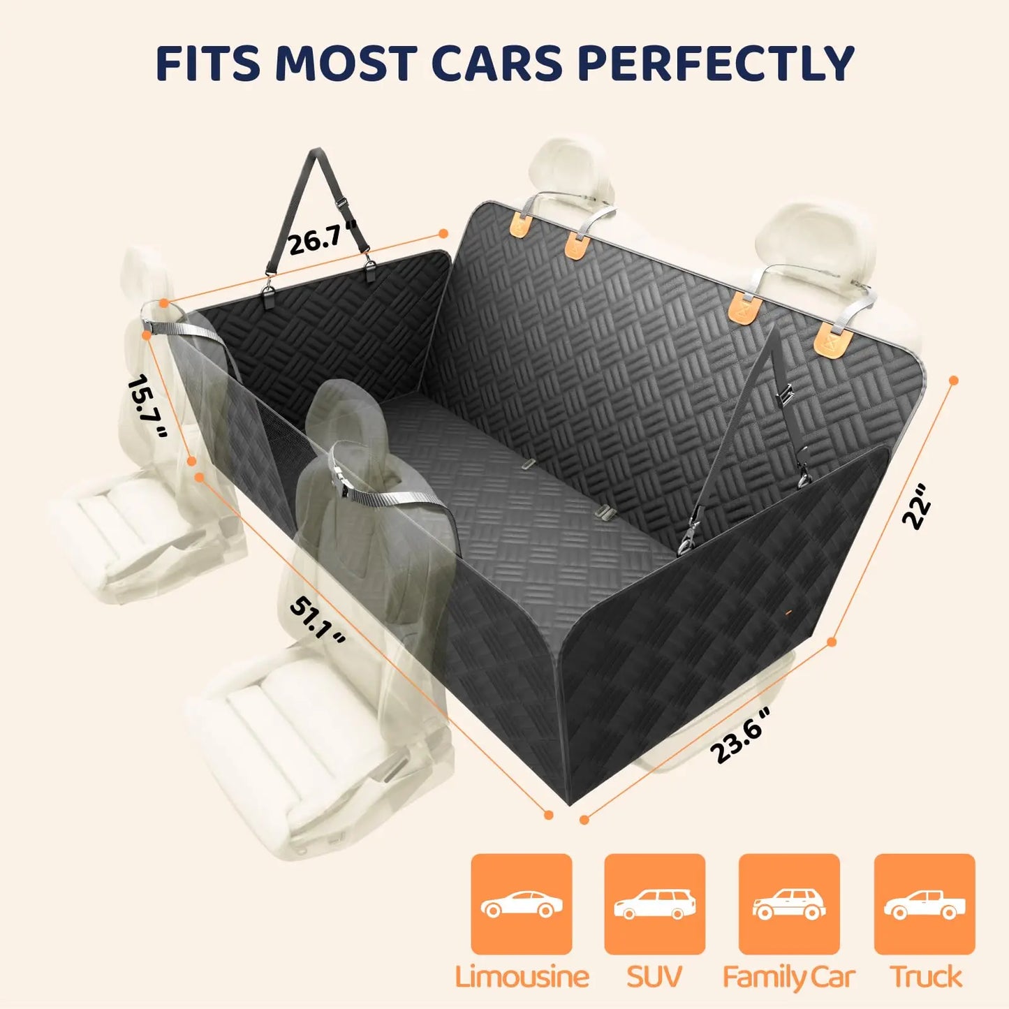 Heavy-Duty, Hard Bottom Rear Seat Dog Cover