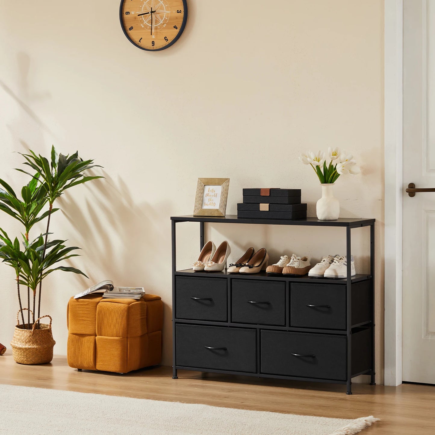 Storage Cabinet With 5 Fabric Drawers