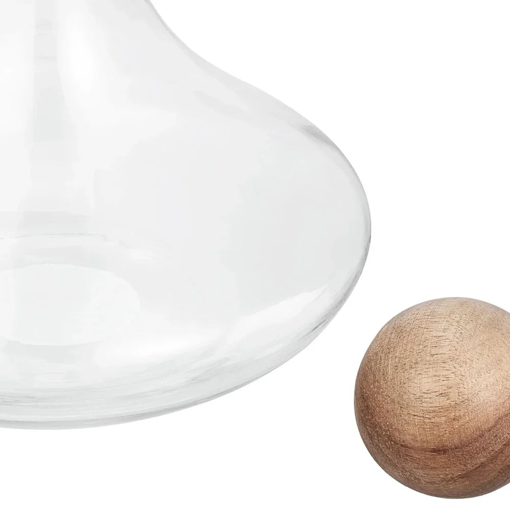 Glass Wine Decanter with Wooden Sphere Stopper
