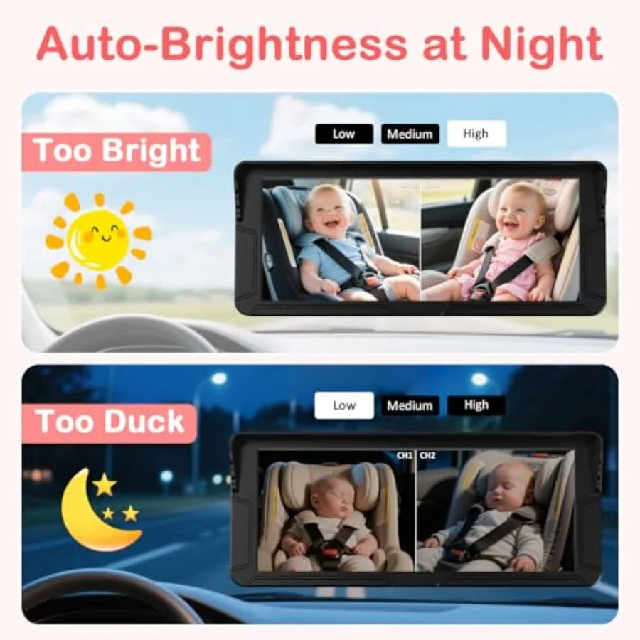 Baby Car Camera For Two Kids Dual Monitor