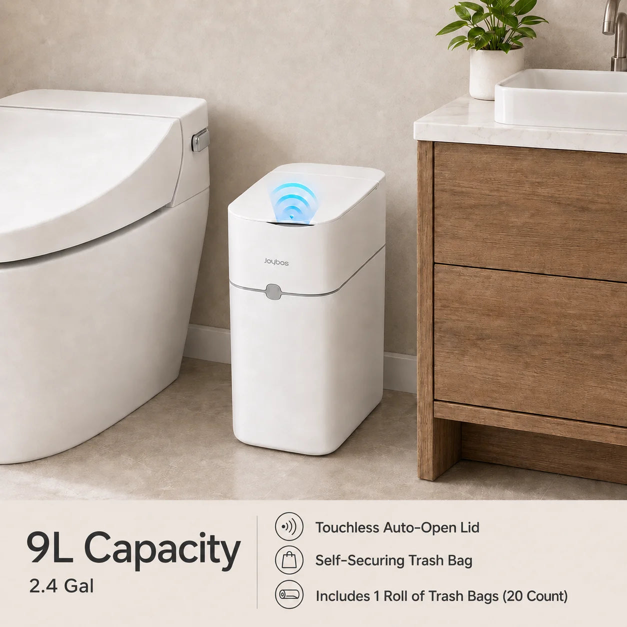 Touchless Trash Can with Auto Bag-Suction