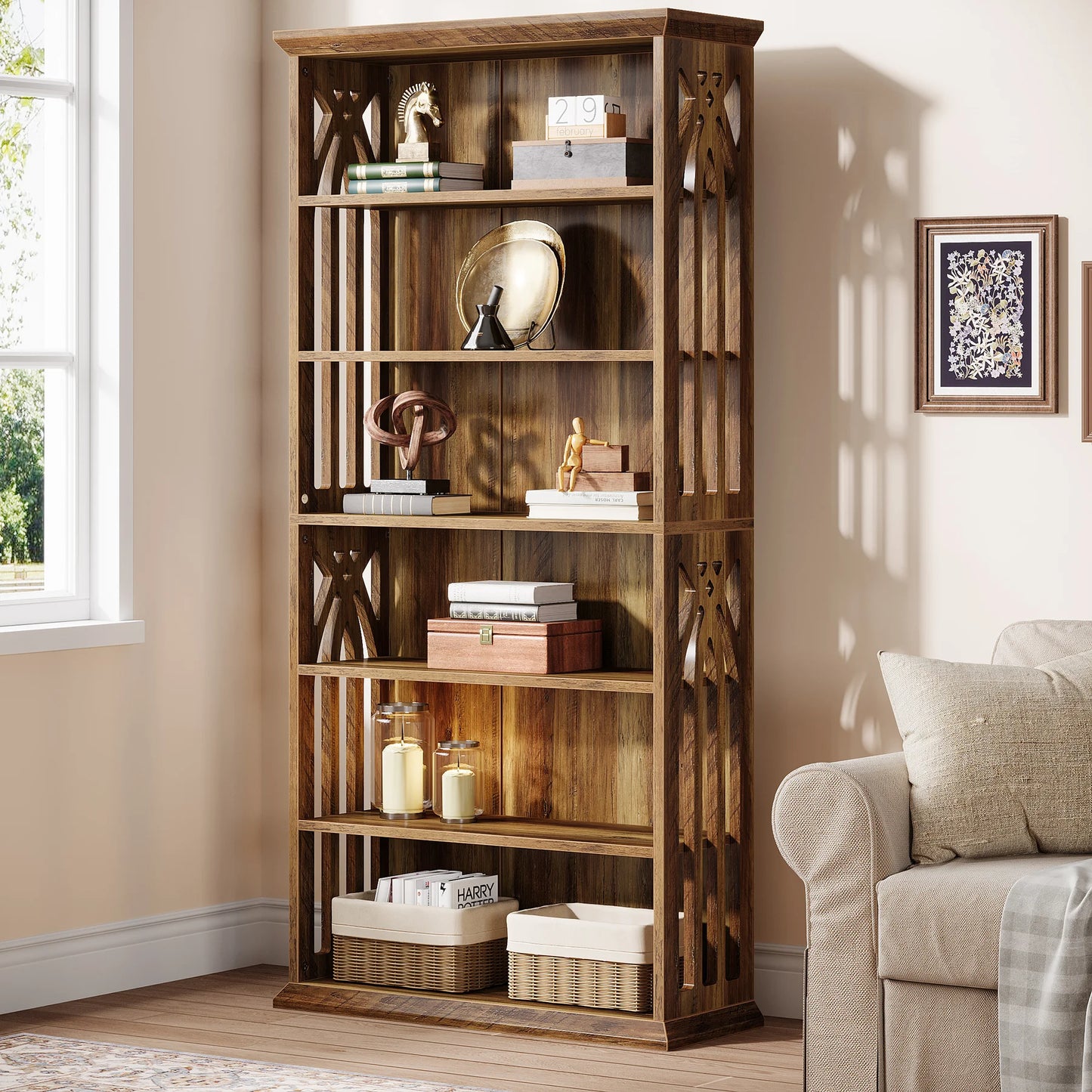75-Inch 6-Tier Tall Bookshelf