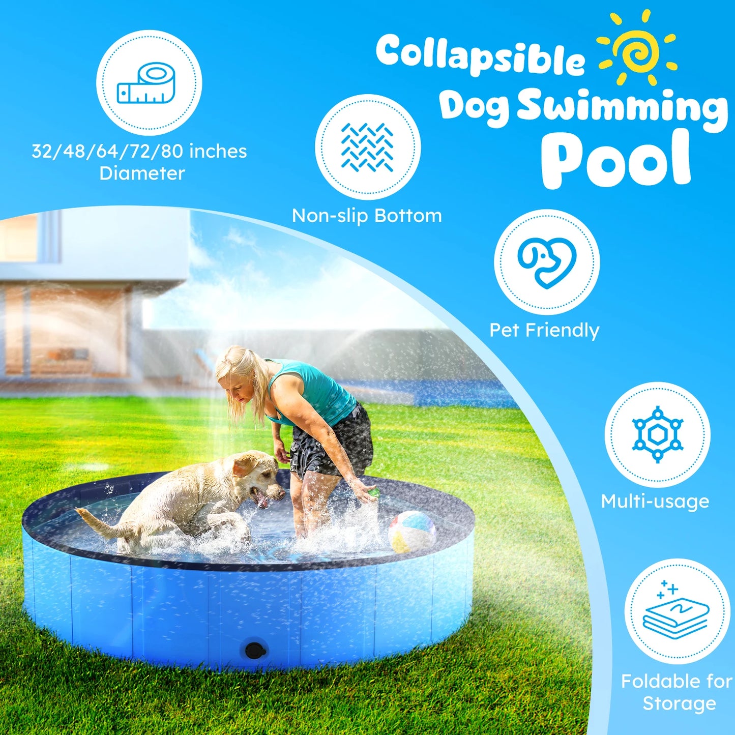 Anti-slip Portable Dog Pool