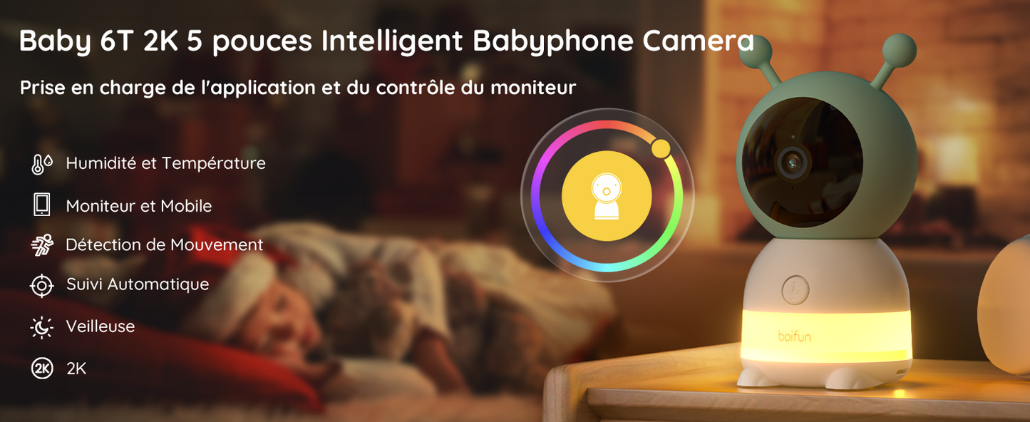 2K 5" Baby Monitor Camera, 360° Rotation