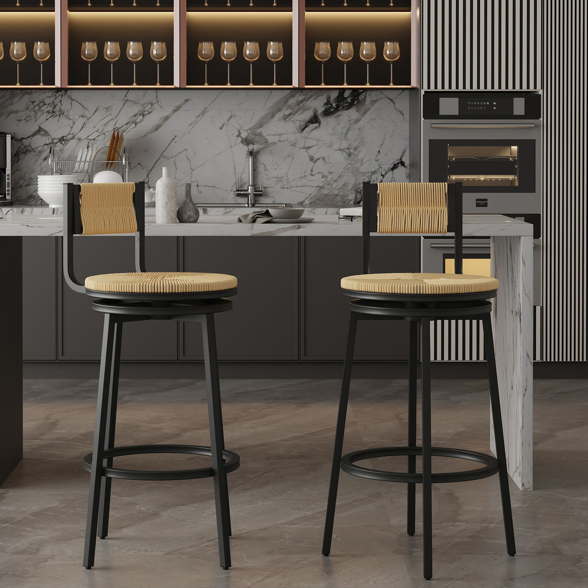 Metal Frame Swivel Bar Stools