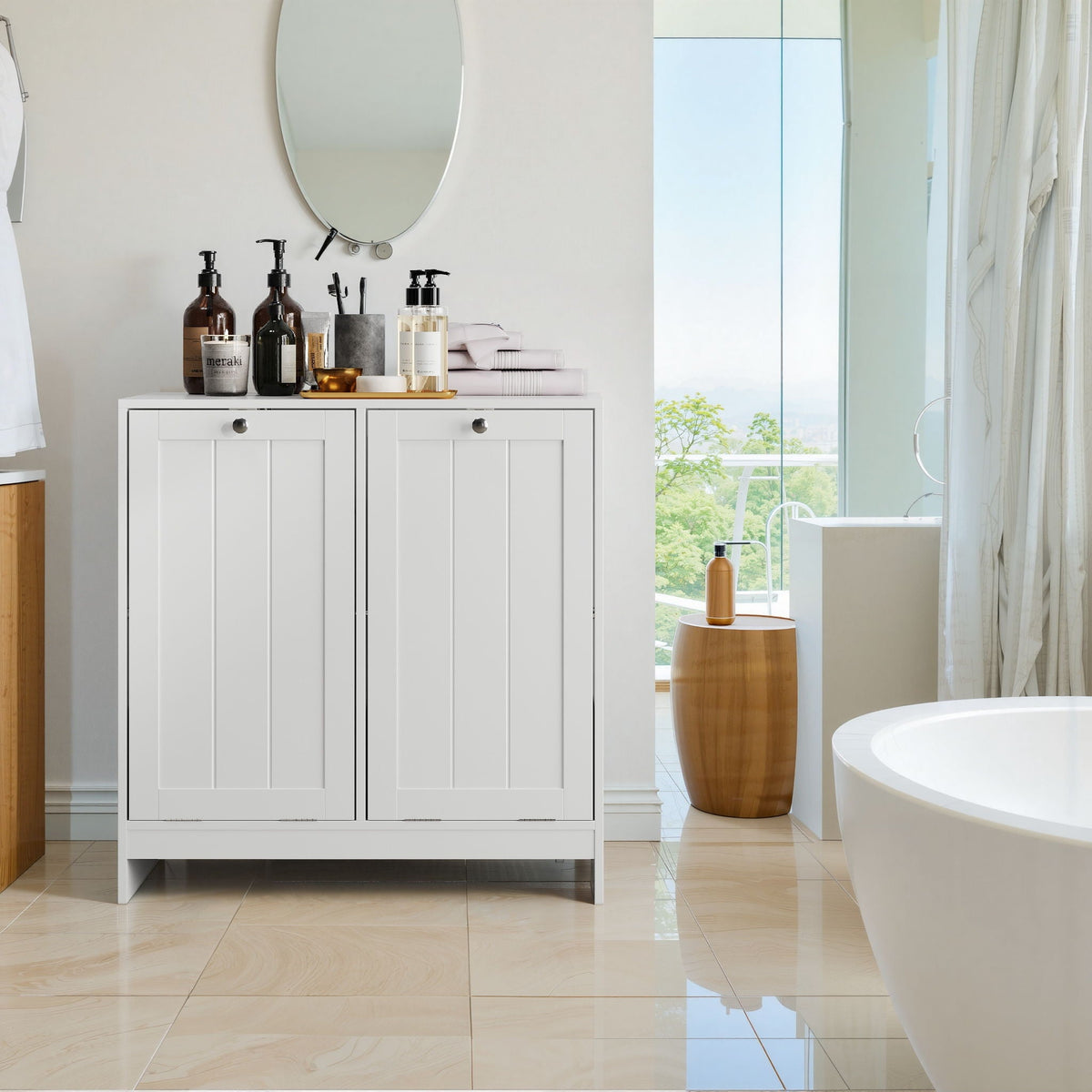Tilted Laundry Hamper With Removable Basket