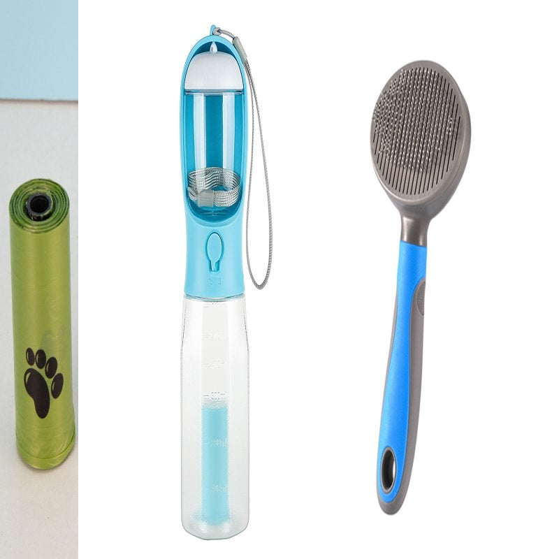 3 in 1 Pet Water Bottle, Food Storage and Waste Bag Dispenser
