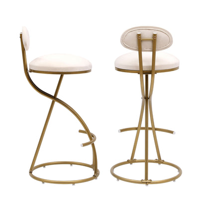 Upholstered Counter Height Barstools With Footrest (Set of 2)