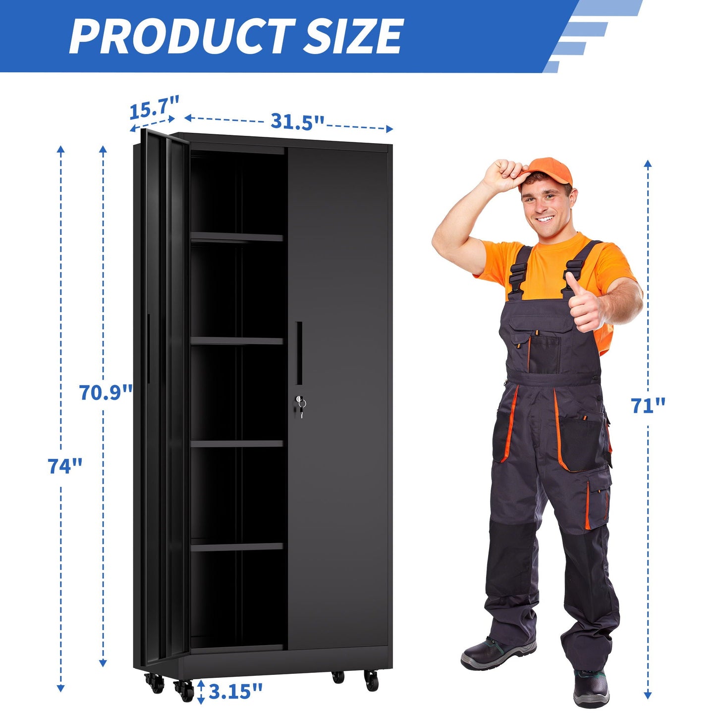 Storage Cabinet With 3 Point Locking Security