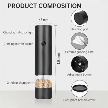 USB Charging Electric Pepper & Sea Salt Grinder with Base