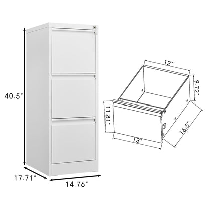 Metal 3 Drawer File Cabinet With Lock