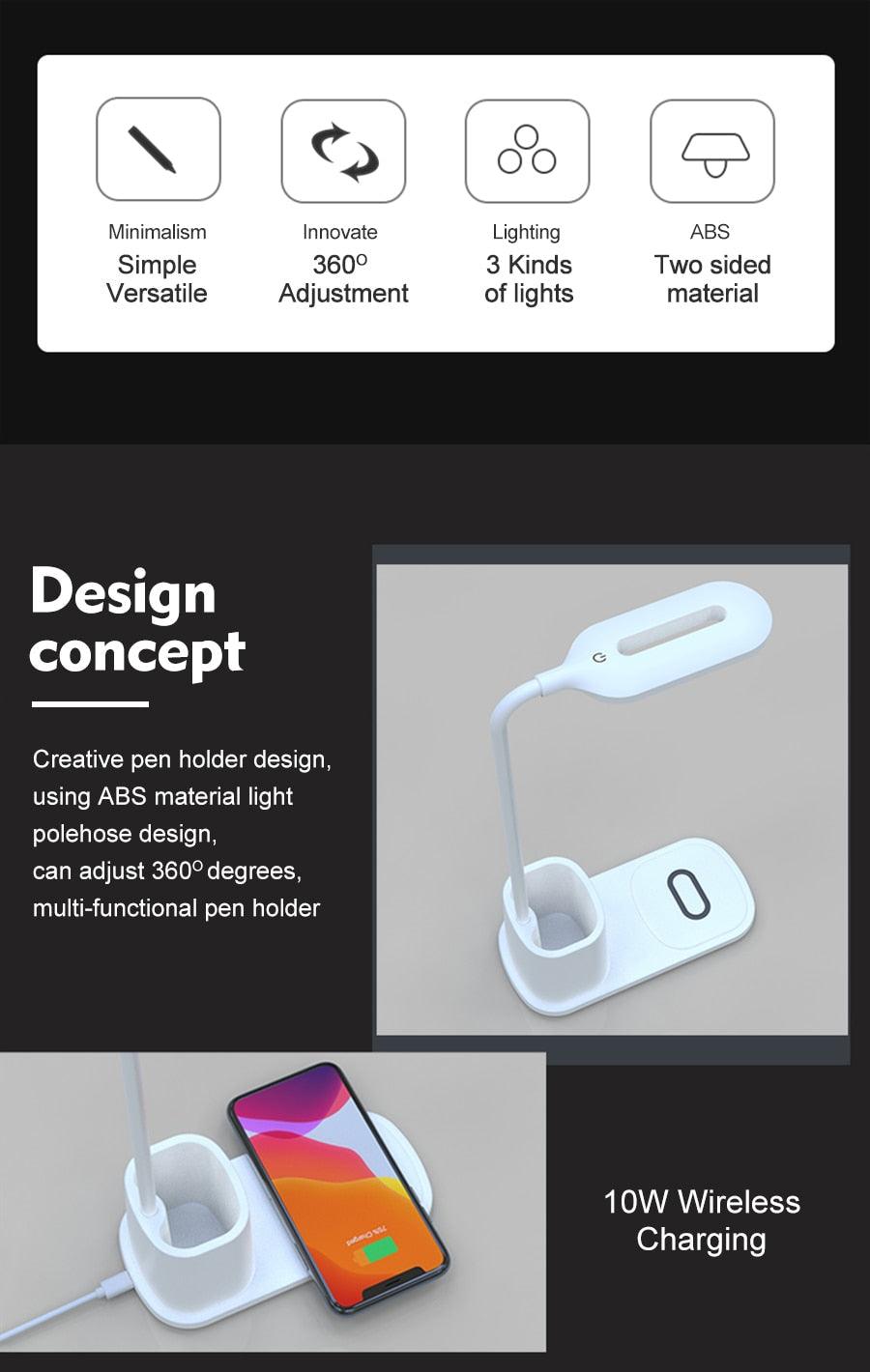 Wireless LED Desk Lamp with Eye Protection