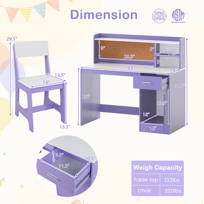 Kids Study Desk and Chair Set