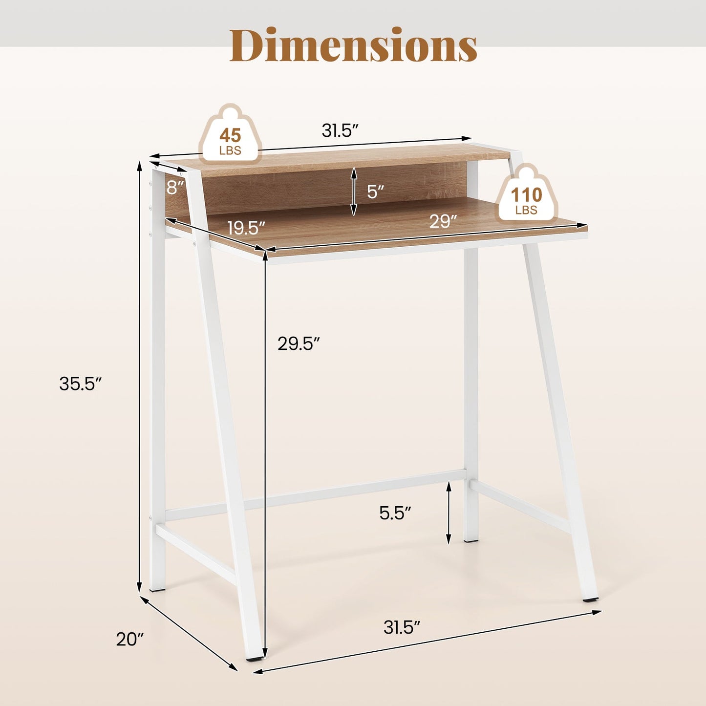 2 Tier Study Desk