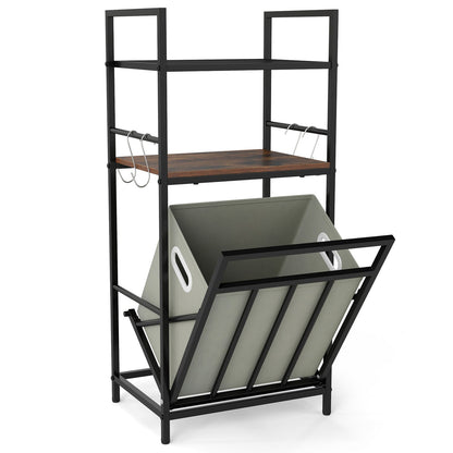 2-Tier Laundry Hamper with Tilt-out Basket-Black