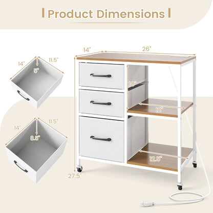 3 Drawer Mobile File Cabinet
