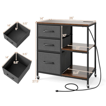 3 Drawer Mobile File Cabinet