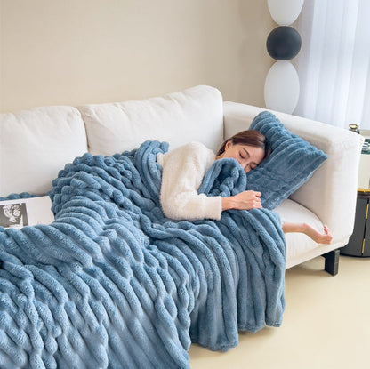 Soft Bubble Faux Fur Velvet Blanket