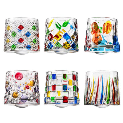 Hand drawn rotating whiskey glasses