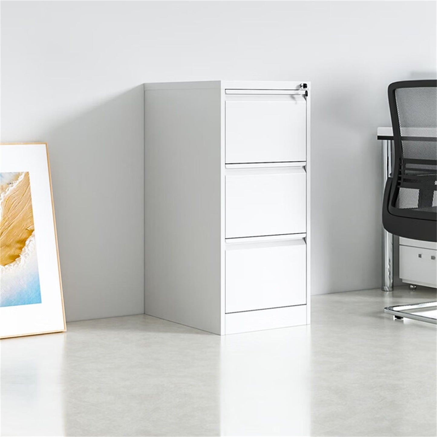Metal 3 Drawer File Cabinet With Lock