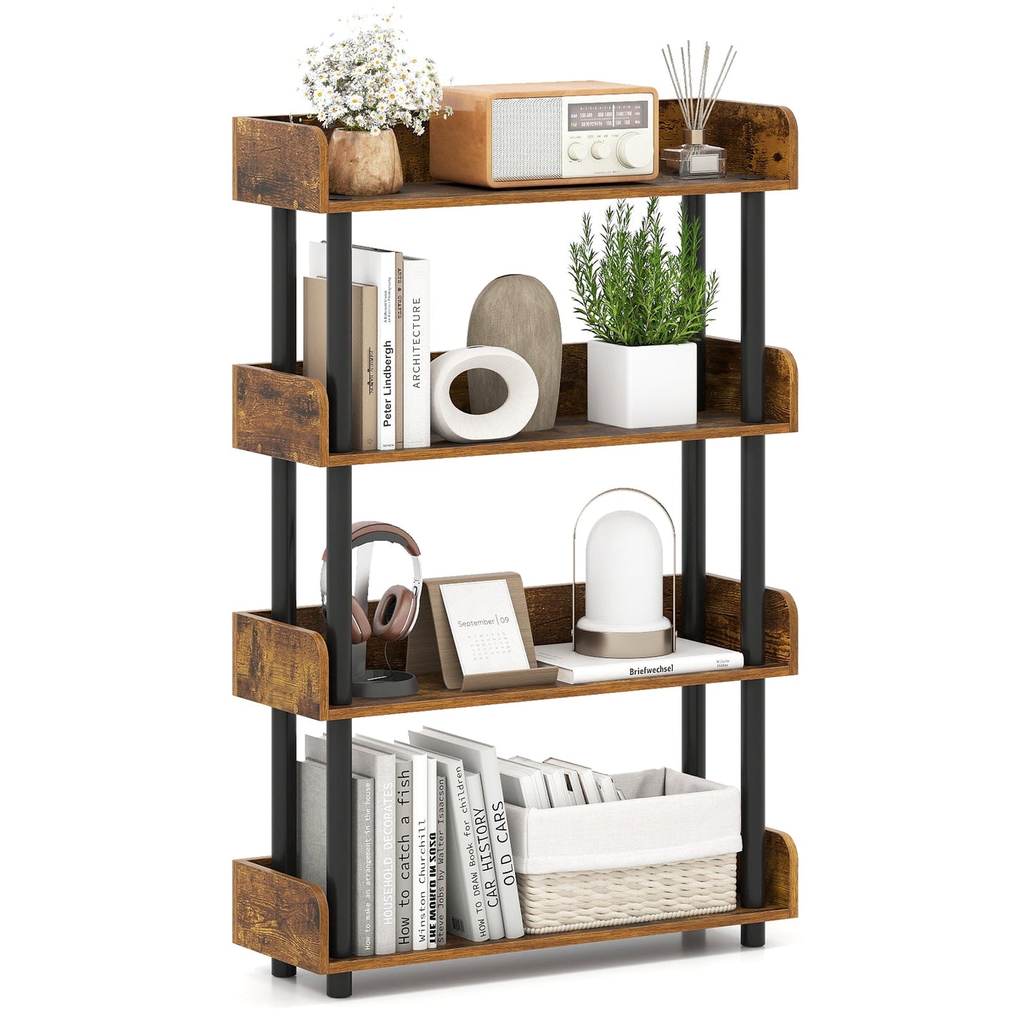 4-Tier Bookshelf Open Bookcase