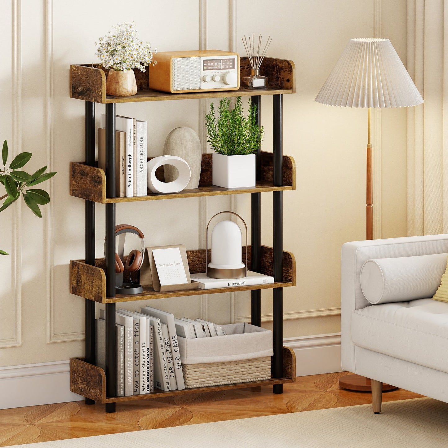 4-Tier Bookshelf Open Bookcase