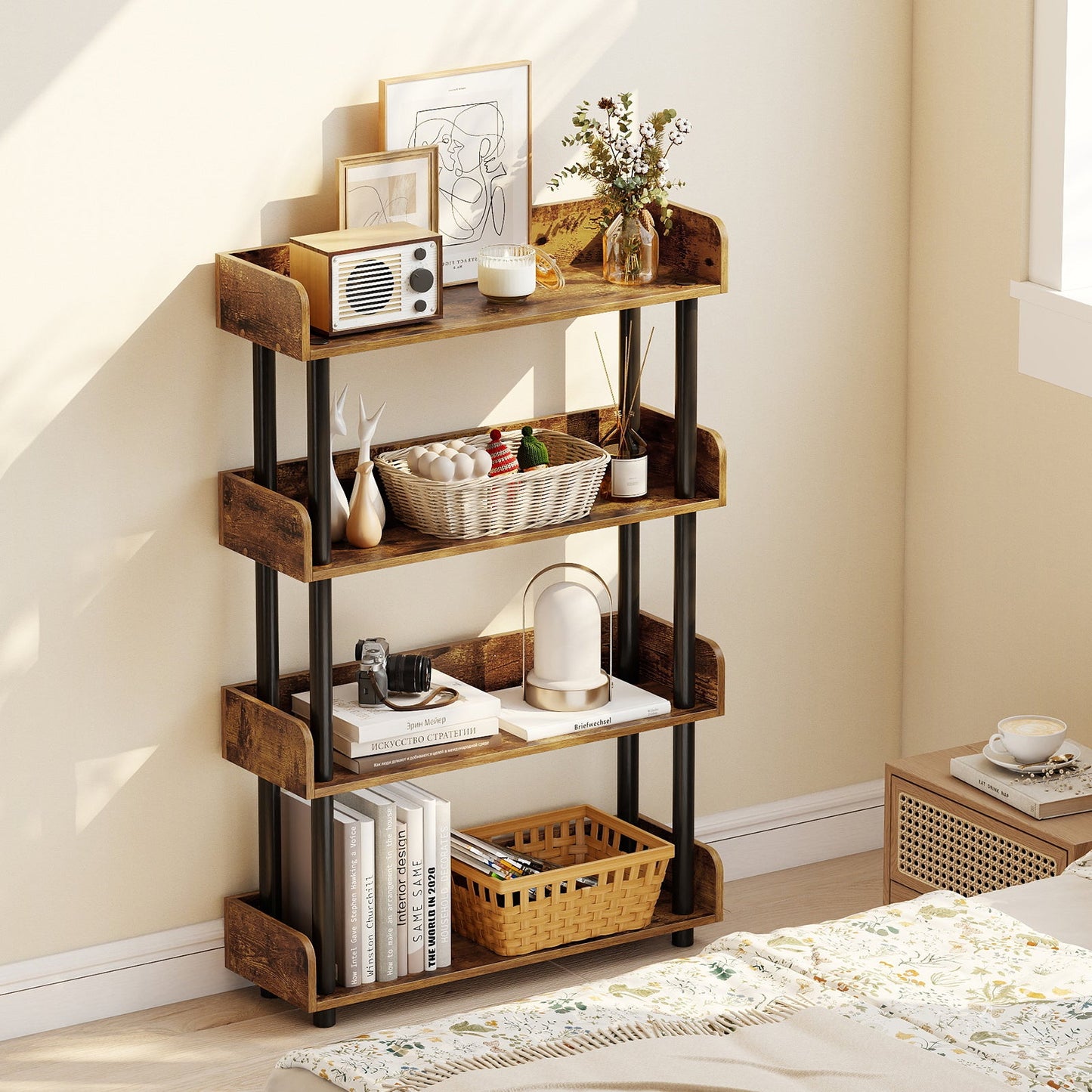 4-Tier Bookshelf Open Bookcase