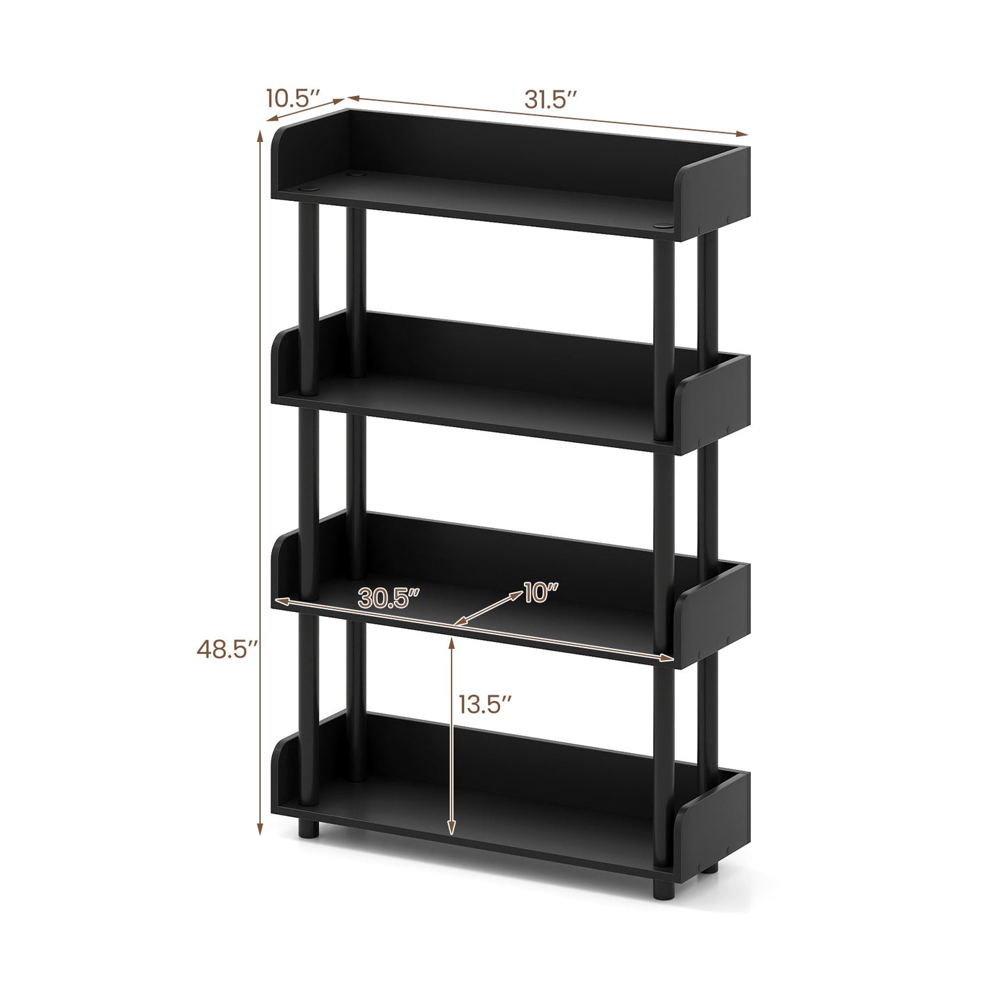 4-Tier Bookshelf Open Bookcase
