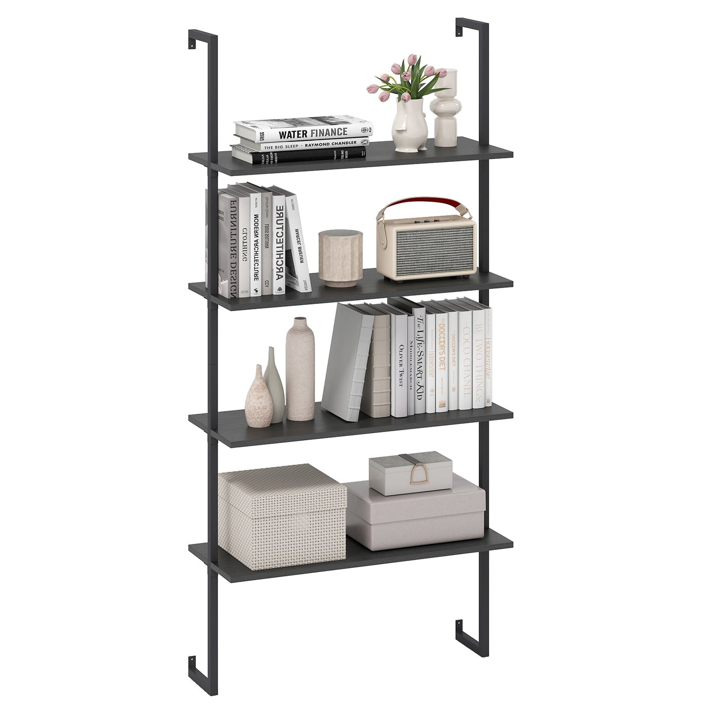 Wall Mounted 4-Tier Ladder Shelf