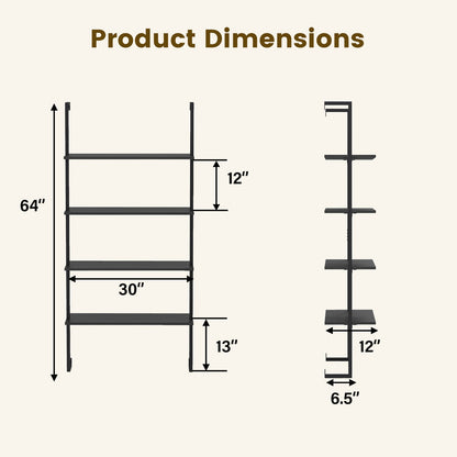 Wall Mounted 4-Tier Ladder Shelf