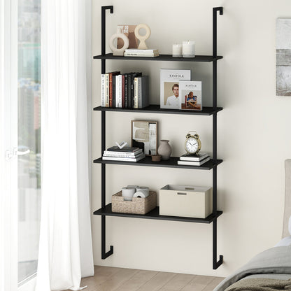 Wall Mounted 4-Tier Ladder Shelf