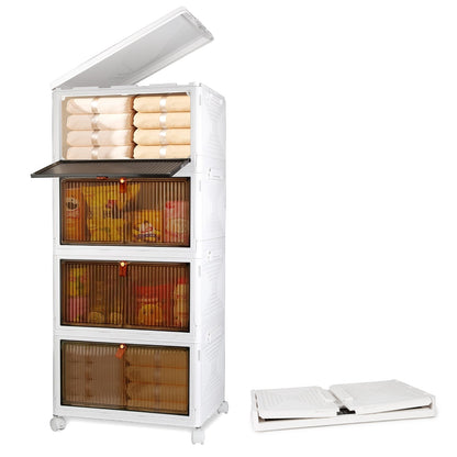 4-Tier Foldable Storage Bins with Wheels