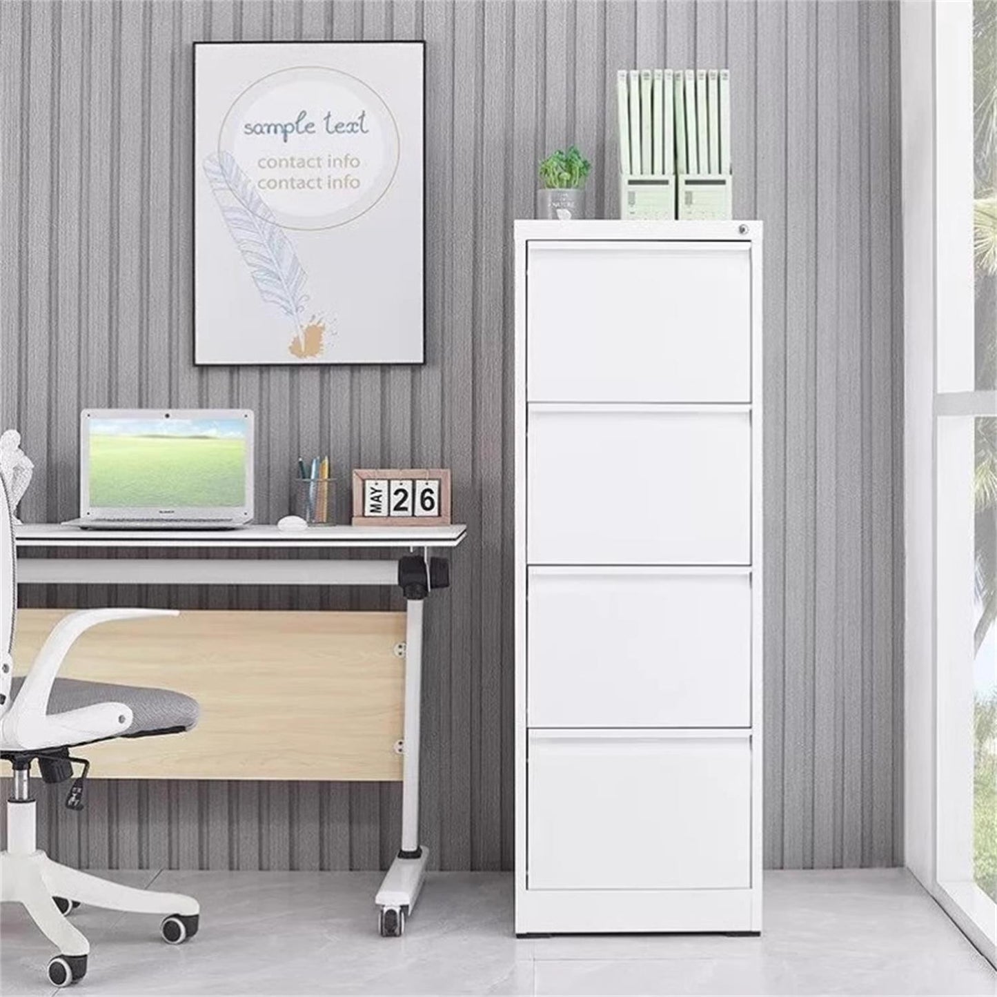 Metal 3 Drawer File Cabinet With Lock