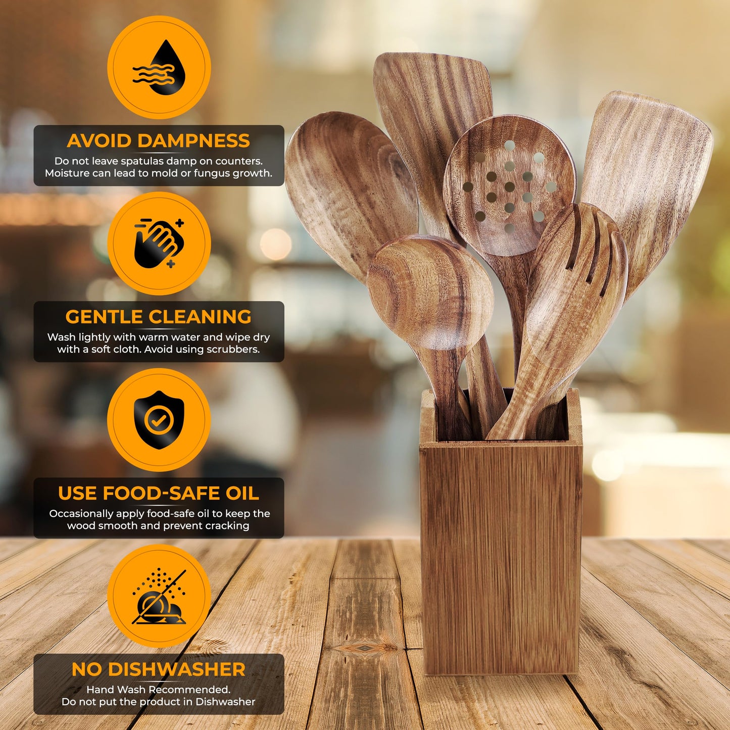 8 Piece Wooden Utensil Set
