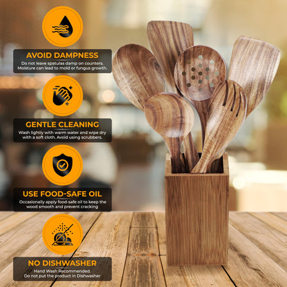 8 Piece Wooden Utensil Set