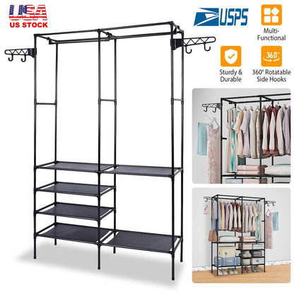 Metal Garment Rack Shoe Clothing Organizer
