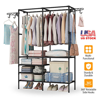 Metal Garment Rack Shoe Clothing Organizer