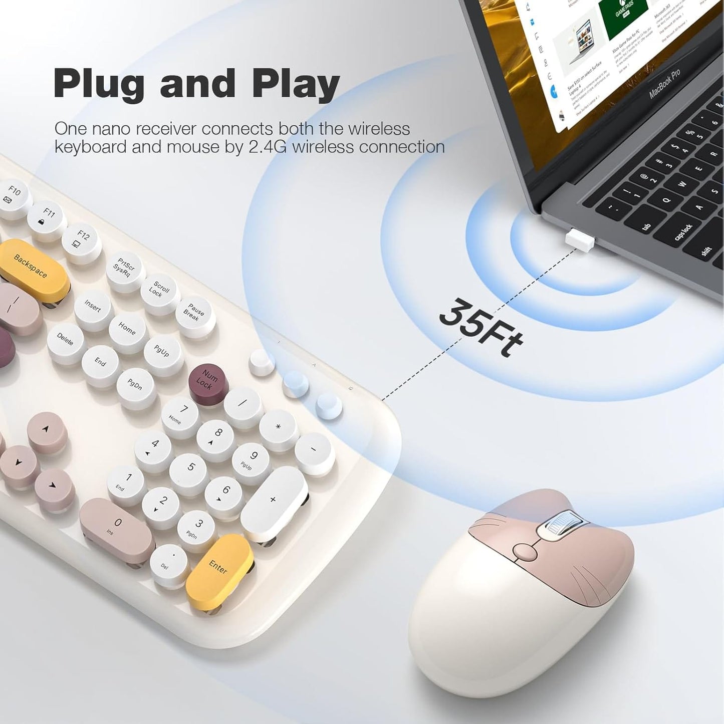 Wireless Keyboard & Mouse Combo - Silent Click