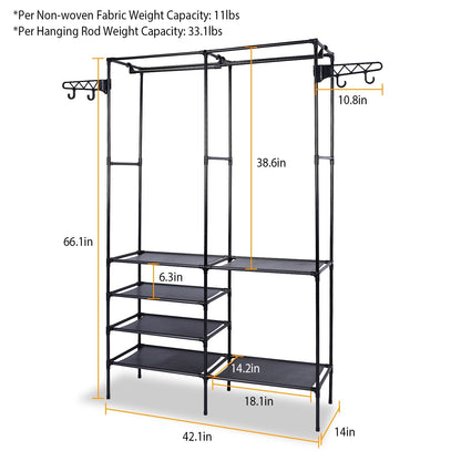 Metal Garment Rack Shoe Clothing Organizer