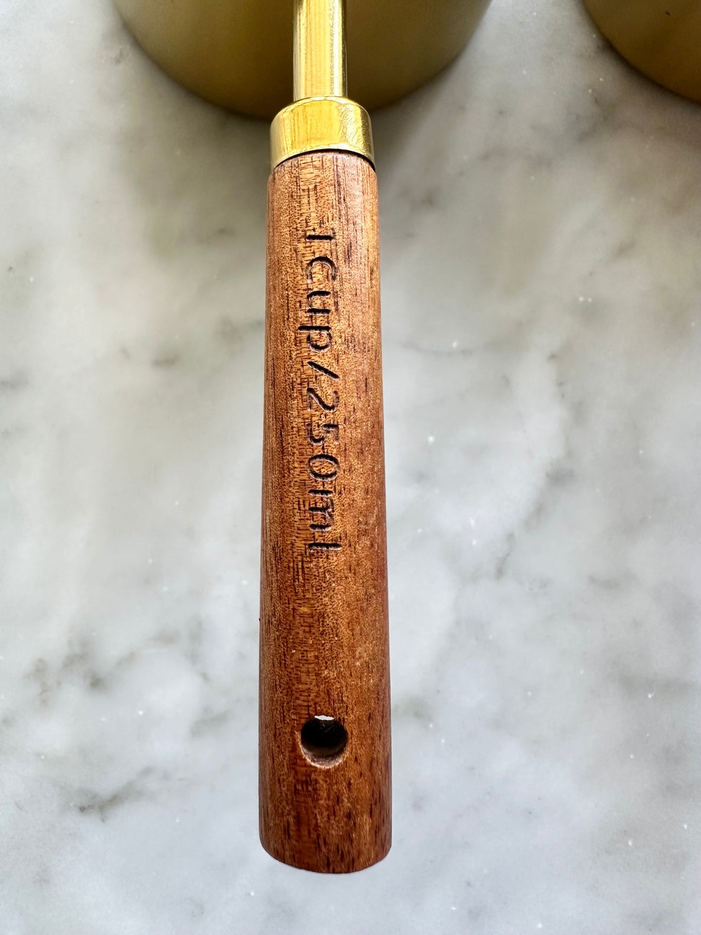 Acacia Wood and Gold Measuring Cups and Spoons