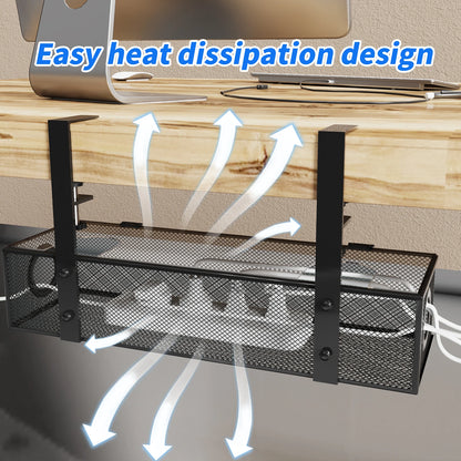 White Under Desk Wire Management & Cord Organizer